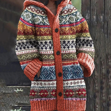 Miley | Damen Strickjacke mit cardigan, Muster und Knöpfen – Orange