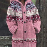 Miley | Damen Strickjacke mit cardigan, Muster und Knöpfen – Rosa