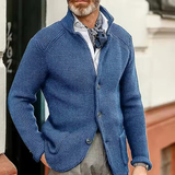 Milo | Herren Waffel Strickjacke mit Knöpfen – Blau