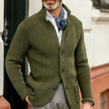 Milo | Herren Waffel Strickjacke mit Knöpfen – Grün