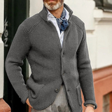 Milo | Herren Waffel Strickjacke mit Knöpfen – Grau