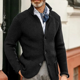 Milo | Herren Waffel Strickjacke mit Knöpfen – Schwarz