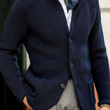 Milo | Herren Waffel Strickjacke mit Knöpfen – Himmelblau