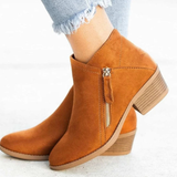 Minea | Damen Orthopädische Stiefeletten mit Absatz und Verschluss – Khaki