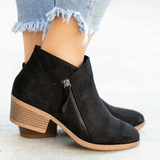 Minea | Damen Orthopädische Stiefeletten mit Absatz und Verschluss – Schwarz