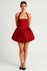 Minikleid Damen Gepunktet Kurz Elegant – Rot