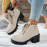 Mira | Damen Stiefelette mit Blockabsatz, Beige – Beige