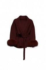 ARCTIC GRACE – ELEGANTER WOLLMANTEL FÜR DAMEN – Weinrot