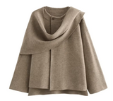 Gabriele – Elegante Cape-Jacke – Dunkelbraun