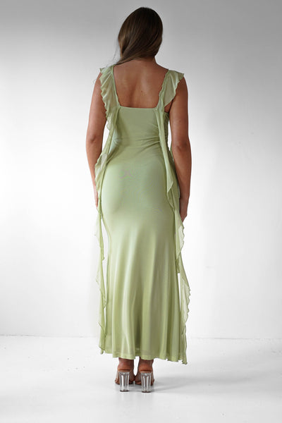 Sutton Rüschen-Midaxi-Kleid | Pistazie