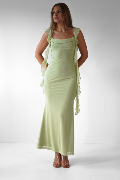 Sutton Rüschen-Midaxi-Kleid | Pistazie