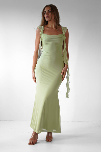Sutton Rüschen-Midaxi-Kleid | Pistazie