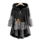 Monika | Damen Langer Hoodie mit Taschen – Dunkelgrau