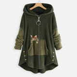 Monika | Damen Langer Hoodie mit Taschen – Grün