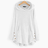 Monika | Damen Langer Hoodie mit Taschen – Weiß