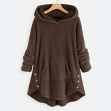 Monika | Damen Langer Hoodie mit Taschen – Braun