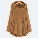 Monika | Damen Langer Hoodie mit Taschen – Beige