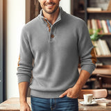 Sebastian | Herren Langarmpullover mit Knöpfen – Grau