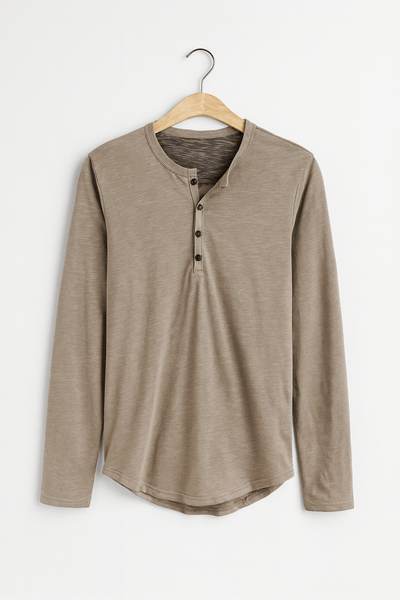 Knopfleisten Langarm Henley Shirt