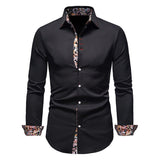 Herren Slim Fit Langarmhemd Modernes Stretch – Freizeit Business Hemd – Schwarz