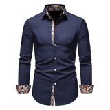 Herren Slim Fit Langarmhemd Modernes Stretch – Freizeit Business Hemd – Marine blau