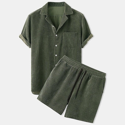 Herren Sommer Lässig Hemd Und Shorts Set | Zweiteilig