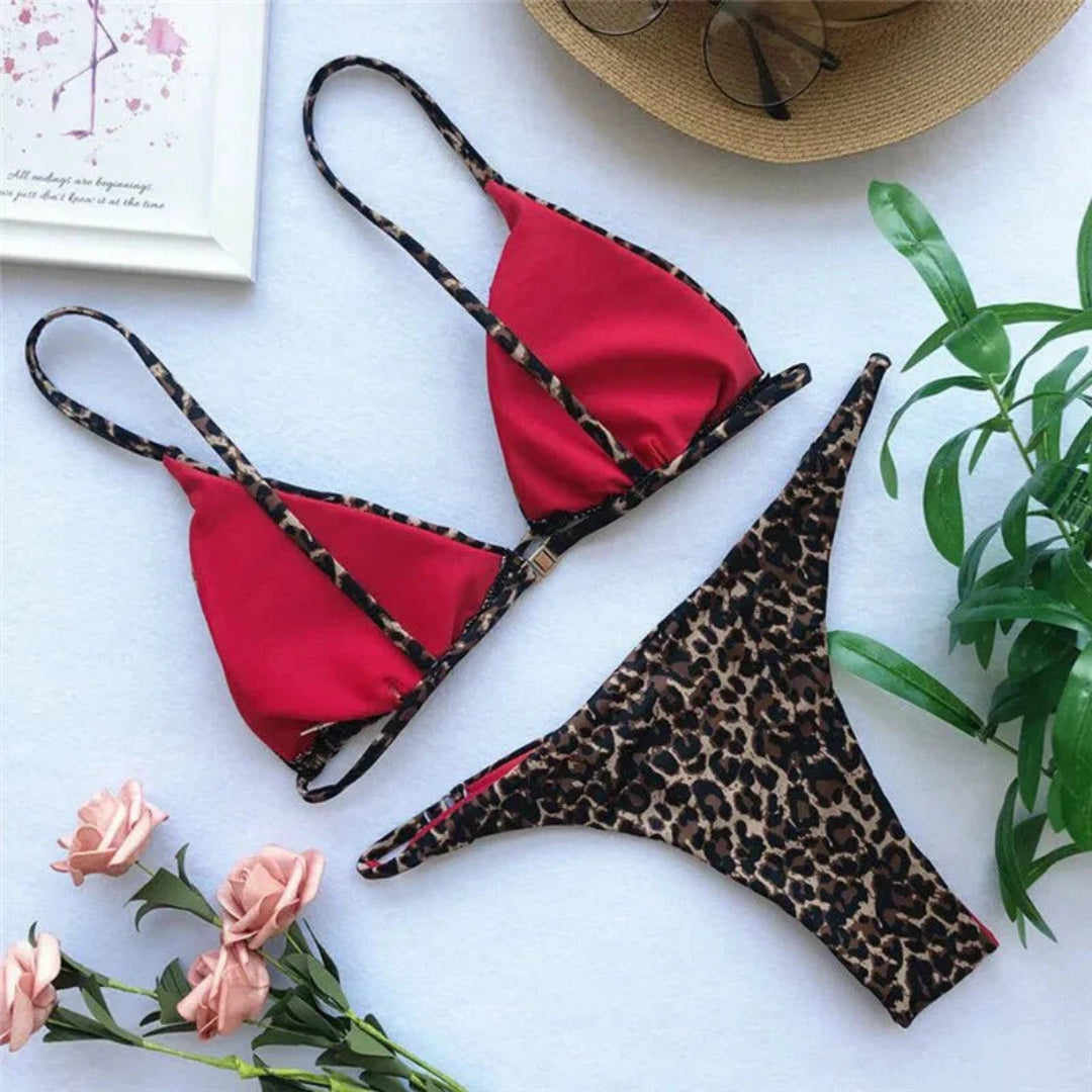 Damen Hoch Geschnittenes Leopard Print Bikini Set | Stylisch