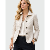 Muna | Damen Steppjacke mit Kragen und Knöpfen – Weiß