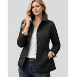 Muna | Damen Steppjacke mit Kragen und Knöpfen – Schwarz