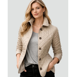 Muna | Damen Steppjacke mit Kragen und Knöpfen – Braun