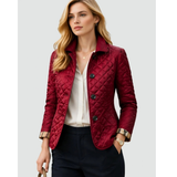 Muna | Damen Steppjacke mit Kragen und Knöpfen – Dunkelrot