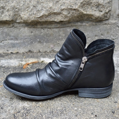 Lässige Vegan Leder Stiefeletten mit Reißverschluss und Blockabsatz für Damen | Ideal für das tägliche Tragen