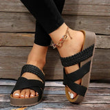 Daniela | Damen Plattform Slide Sandalen – Schwarz