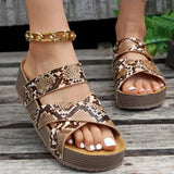 Orthopädische Komfortsandalen für Damen – mit integrierter Fußgewölbestütze – Schlangenlederdruck