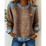 Nicole | Damen Pullover mit Leo Muster – Braun
