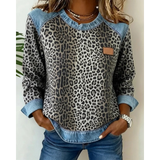 Nicole | Damen Pullover mit Leo Muster – Grau