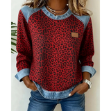 Nicole | Damen Pullover mit Leo Muster – Rot
