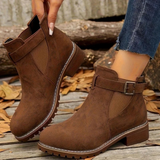 Nila | Damen Orthopädische Stiefeletten mit Riemen und Schnalle – Dunkelbraun