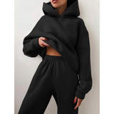 Nina | Damen Jogginganzug mit Hose und Oberteil – Schwarz