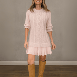 Noa | Damen Kaschmir Strickkleid – Luxuriöses Wollkleid Herbst & Winter 2026 – Rosa (Fast ausverkauft)