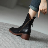 Noelia | Damen Orthopädische Leder Stiefeletten mit Reißverschluss und Komfort Design – Schwarz