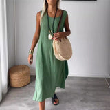 Noemi | Damen Ärmelloses Kleid Taschen – Sommer Casual Kleid Strand & Alltag 2026 – Grün