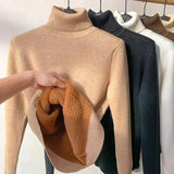 Norberta | Damen Rollkragenpullover Gefüttert Warm – Beige