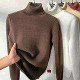 Norberta | Damen Rollkragenpullover Gefüttert Warm – Braun