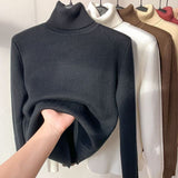 Norberta | Damen Rollkragenpullover Gefüttert Warm – Schwarz