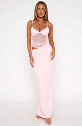 Nourhi | Damen Maxi Kleid – Fließendes Sommerkleid Urlaub & Festliche Abende 2026 – Rosa