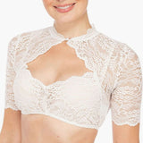 Annika | Oktoberfest Dirndlbluse Damen Elegante Spitzen-Trachtenbluse – Weiß
