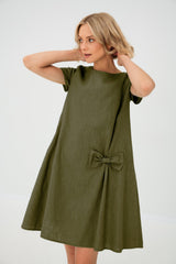 Clara | Luftiges Leinen-Sommerkleid für Damen – Olivgrün