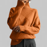 Susanne | Rollkragen Locker Geschnittener Pullover für Damen – Orange