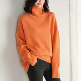Damen Langarm-Turtleneck-Pullover – Orange